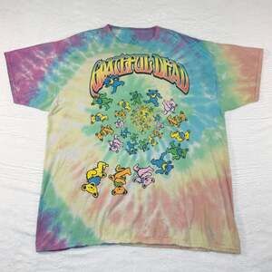 Grateful Dead Dancing Bears Spiral Rainbow Tie Dye Shirt 2016